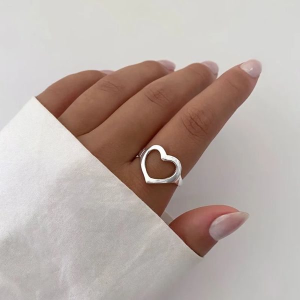 ANEL CORAÇÃO VAZADO PRATA 925 - My Prata Joias
