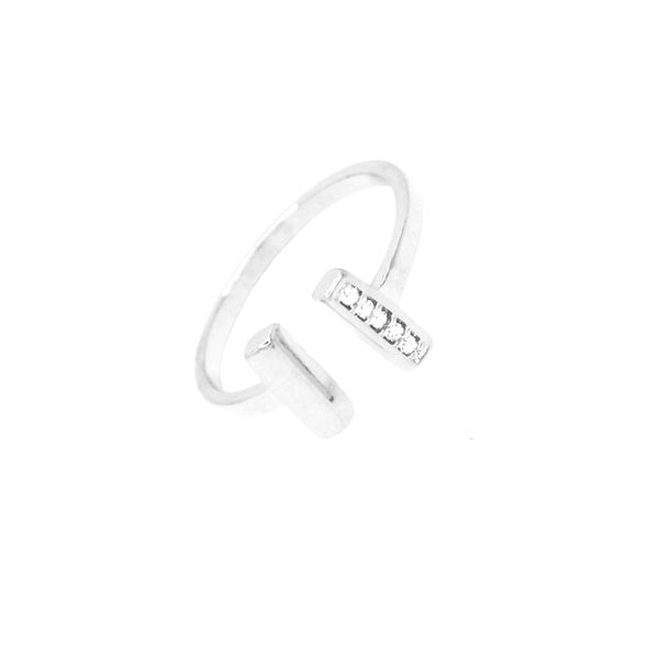 ANEL REGULÁVEL ZIRCÔNIA CRISTAL PRATA 925 - My Prata Joias
