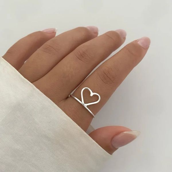 ANEL CORAÇÃO VAZADO PRATA 925 - My Prata Joias