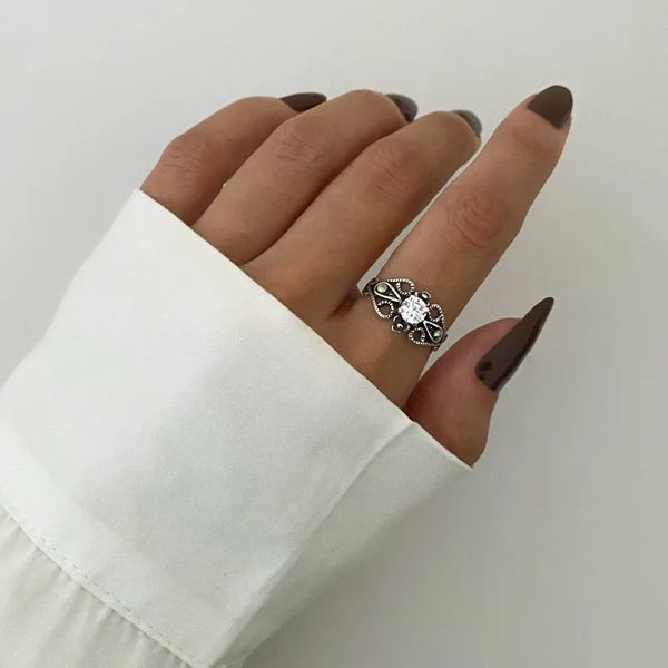 ANEL INDIANO ZIRCÔNIA CRISTAL MARCASSITA PRATA 925 - My Prata Joias