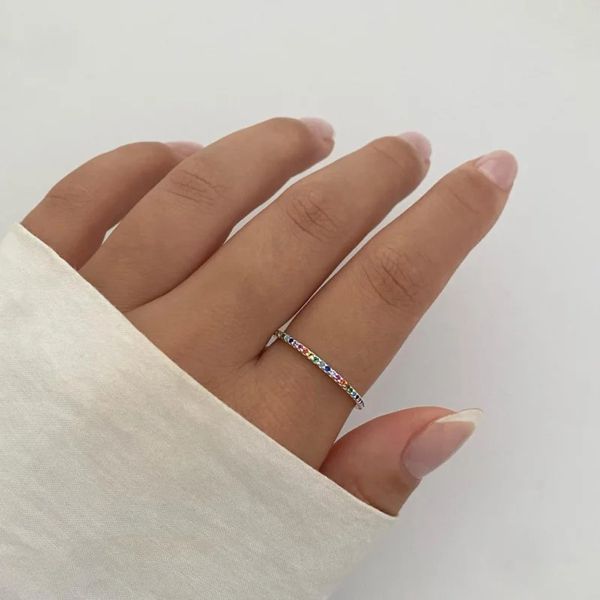 ANEL ZIRCÔNIAS COLORIDAS PRATA 925 - My Prata Joias