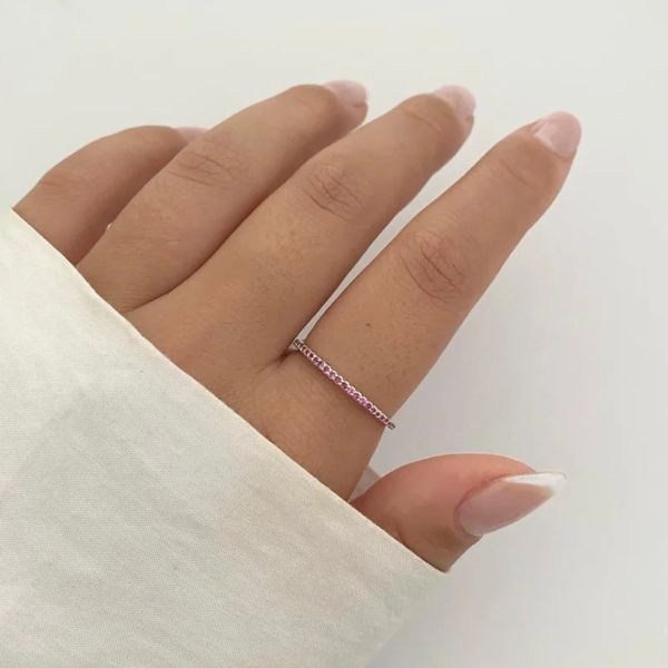 ANEL ROSA ESCURO ZIRCÔNIA PRATA 925 - My Prata Joias