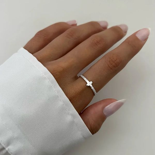 ANEL CRUZ ZIRCÔNIAS PRATA 925 - My Prata Joias