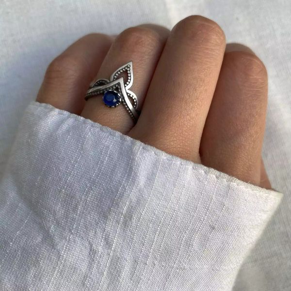 ANEL INDIANO PEDRA AZUL PRATA 925 - My Prata Joias