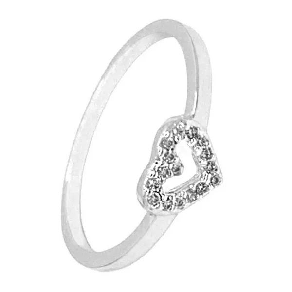 ANEL CORAÇÃO ZIRCÔNIA CRISTAL PRATA 925 - My Prata Joias