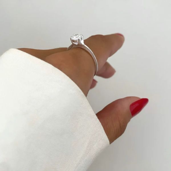 ANEL SOLITÁRIO ZIRCÔNIA CRISTAL PRATA 925 - My Prata Joias