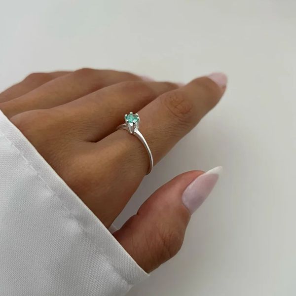 ANEL SOLITÁRIO VERDE ÁGUA PRATA 925 - My Prata Joias