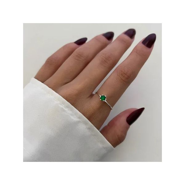 ANEL SOLITÁRIO ZIRCÔNIA VERDE PRATA 925 - My Prata Joias