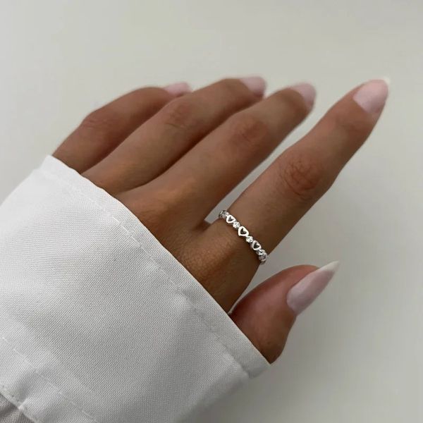 ANEL CORAÇÕES ZIRCÔNIA CRISTAL PRATA 925 - My Prata Joias