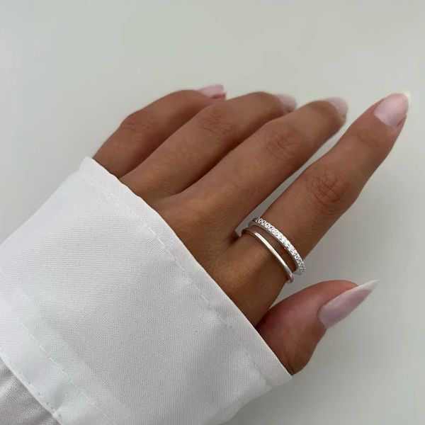 ANEL REGULÁVEL ZIRCÔNIA CRISTAL PRATA 925 - My Prata Joias