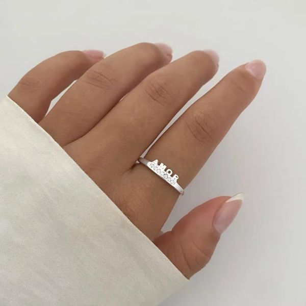 ANEL AMOR ZIRCÔNIA CRISTAL PRATA 925 - My Prata Joias