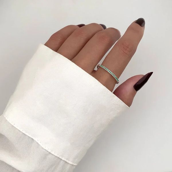 ANEL ZIRCÔNIA VERDE PRATA 925 - My Prata Joias