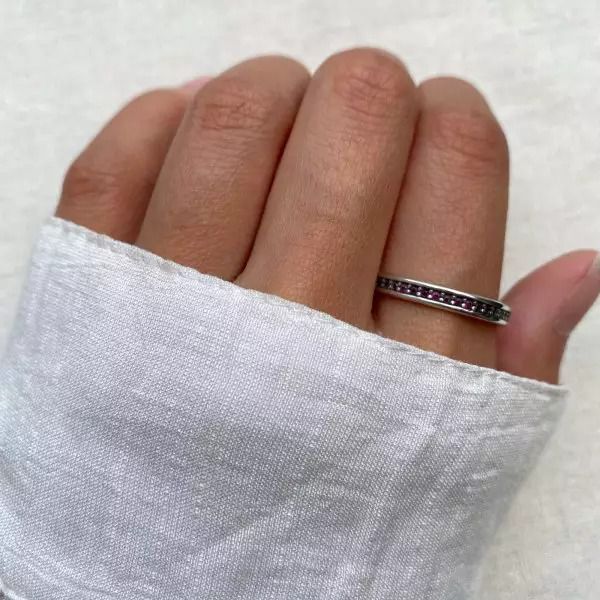 ANEL ZIRCÔNIA ROSA ESCURO PRATA 925 - My Prata Joias