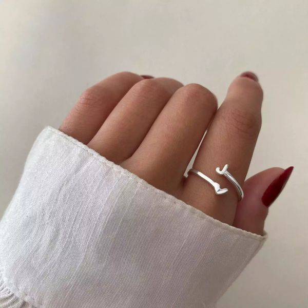 ANEL REGULÁVEL LETRA J PRATA 925 - My Prata Joias