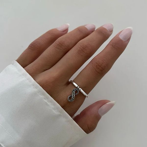 ANEL SÍMBOLO INFINITO ZIRCÔNIA PRATA 925 - My Prata Joias