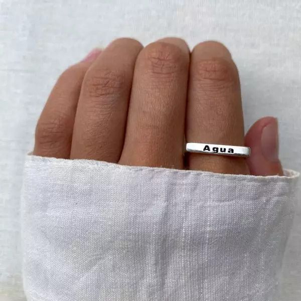 ANEL ESCRITO ÁGUA PRATA 925 - My Prata Joias