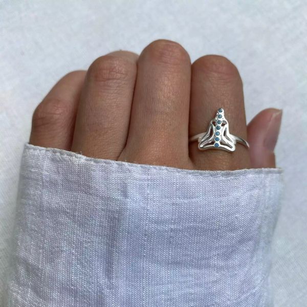 ANEL CHAKRA ZIRCÔNIA AZUL CLARO PRATA 925 - My Prata Joias
