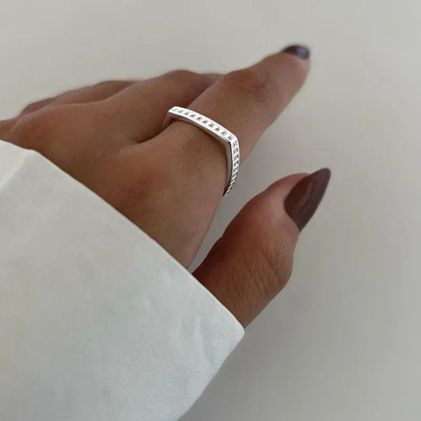 ANEL QUADRADO ZIRCÔNIA CRISTAL PRATA 925 - My Prata Joias