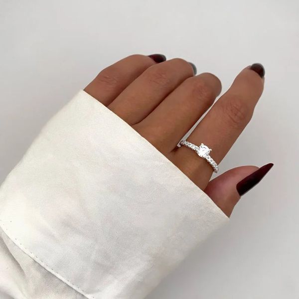 ANEL SOLITÁRIO ZIRCÔNIA CRISTAL PRATA 925 - My Prata Joias