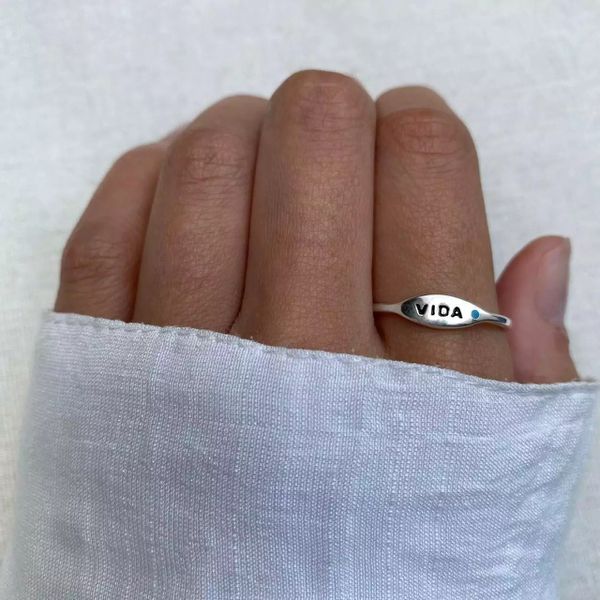 ANEL VIDA ZIRCÔNIA AZUL CLARO PRATA 925 - My Prata Joias