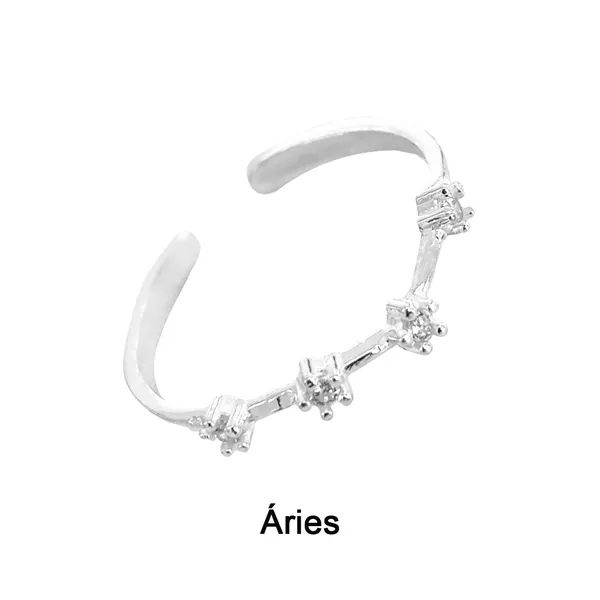 ANEL SIGNO ÁRIES ZIRCÔNIA CRISTAL PRATA 925 - My Prata Joias