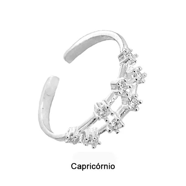 ANEL SIGNO CAPRICÓRNIO ZIRCÔNIA CRISTAL PRATA 925 - My Prata Joias