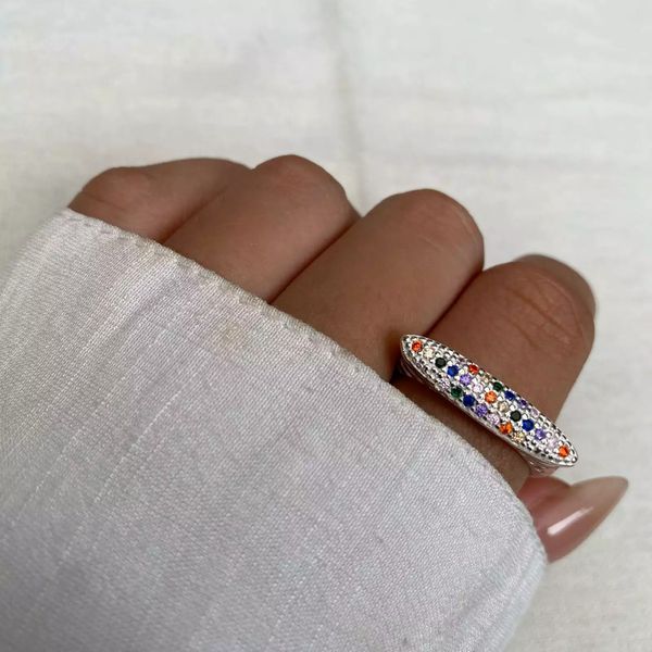ANEL ZIRCÔNIA COLORIDA PRATA 925 - My Prata Joias