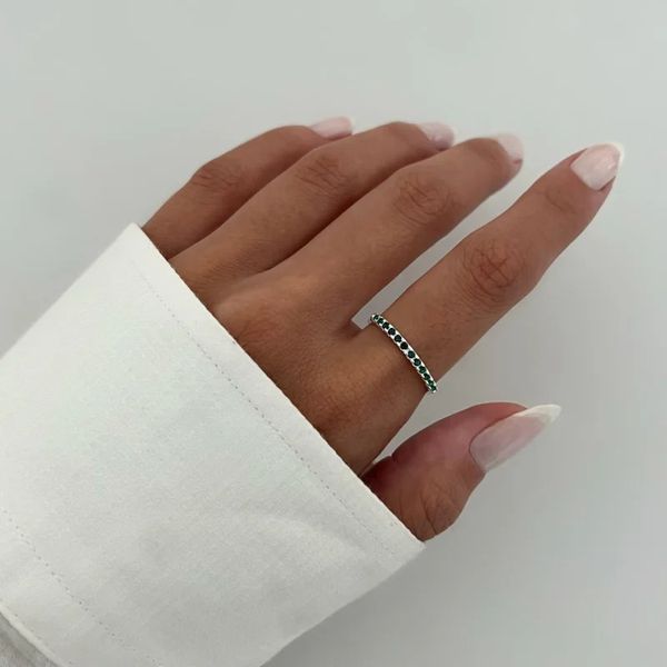 ANEL ZIRCÔNIA VERDE ESCURO PRATA 925 - My Prata Joias