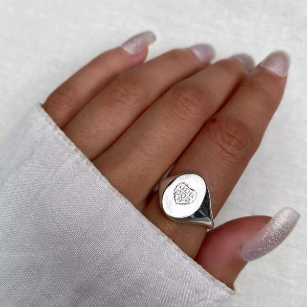 ANEL CORAÇÃO ZIRCÔNIA CRISTAL PRATA 925 - My Prata Joias