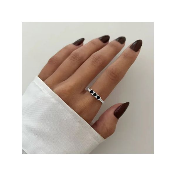 ANEL ZIRCÔNIA PRETA E CRISTAL PRATA 925 - My Prata Joias