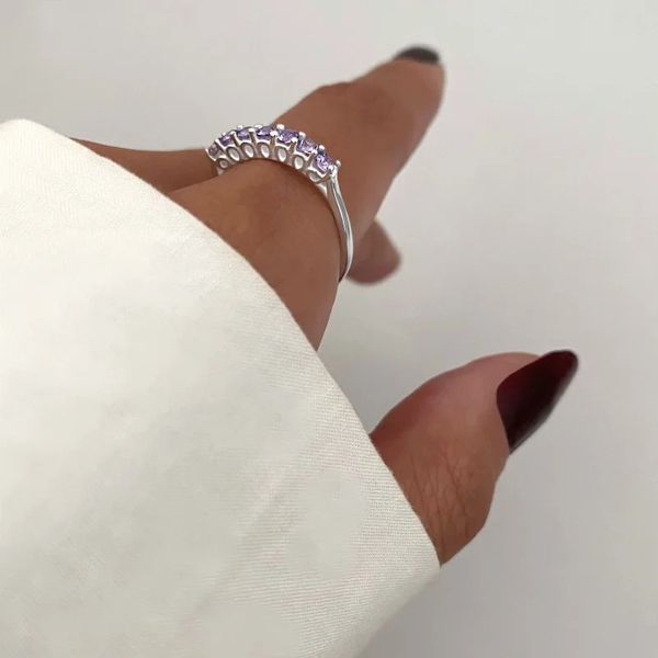 ANEL ZIRCÔNIA LILÁS PRATA 925 - My Prata Joias