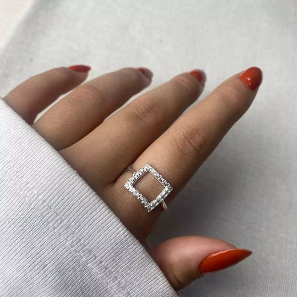 ANEL QUADRADO ZIRCÔNIA CRISTAL PRATA 925 - My Prata Joias