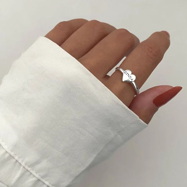 ANEL CORAÇÃO ESCRITO DINDA PRATA 925 - My Prata Joias