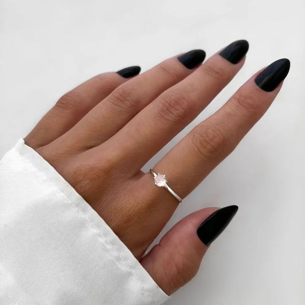 ANEL SOLITÁRIO ZIRCÔNIA ROSA CLARO PRATA 925 - My Prata Joias