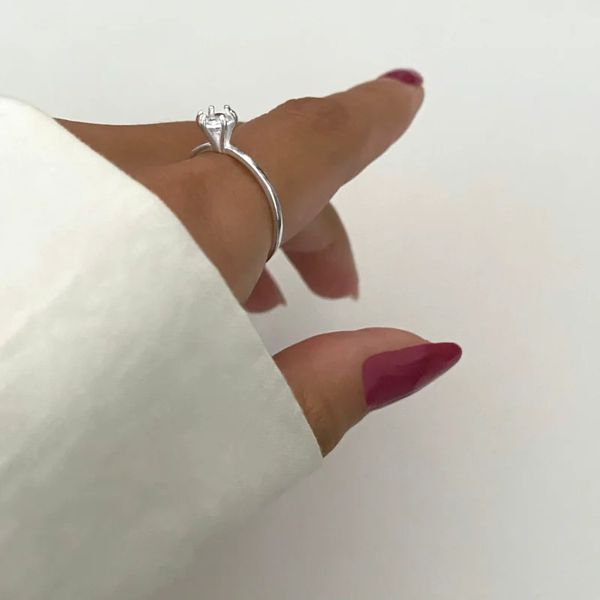 ANEL SOLITÁRIO ZIRCÔNIA CRISTAL PRATA 925 - My Prata Joias