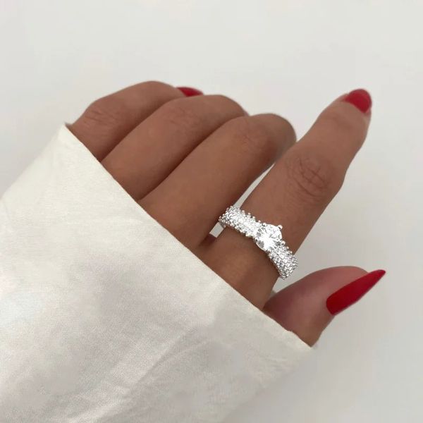 ANEL SOLITÁRIO ZIRCÔNIA CRISTAL PRATA 925 - My Prata Joias