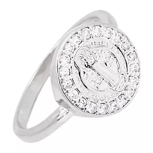 ANEL SÃO BENTO ZIRCÔNIA CRISTAL PRATA 925 - My Prata Joias