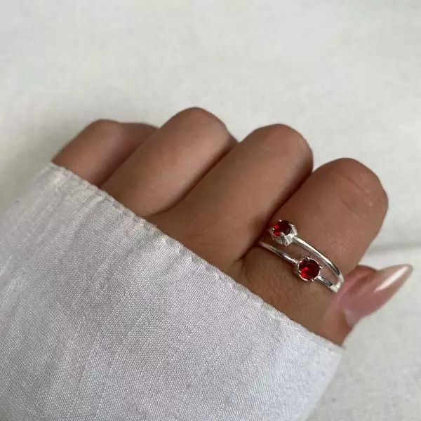 ANEL ZIRCÔNIA VERMELHO PRATA 925 - My Prata Joias