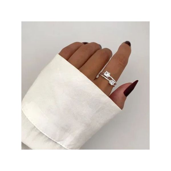 ANEL QUADRADO ZIRCÔNIA CRISTAL PRATA 925 - My Prata Joias