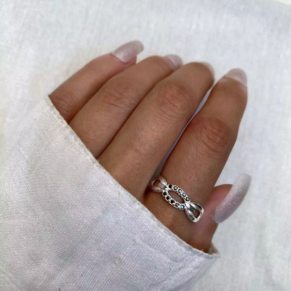 ANEL ELO ZIRCÔNIA ONIX PRATA 925 - My Prata Joias