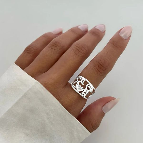 ANEL MENINA E MENINO CORAÇÃO ZIRCÔNIA CRISTAL PRAT... - My Prata Joias