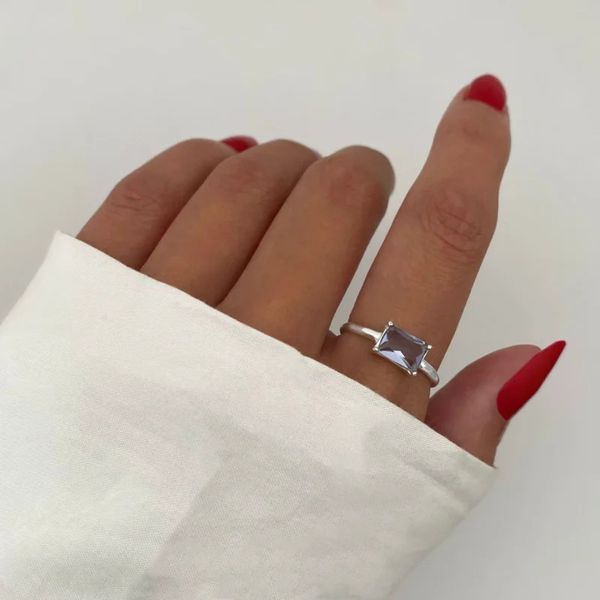 ANEL ZIRCÔNIA LILÁS PRATA 925 - My Prata Joias