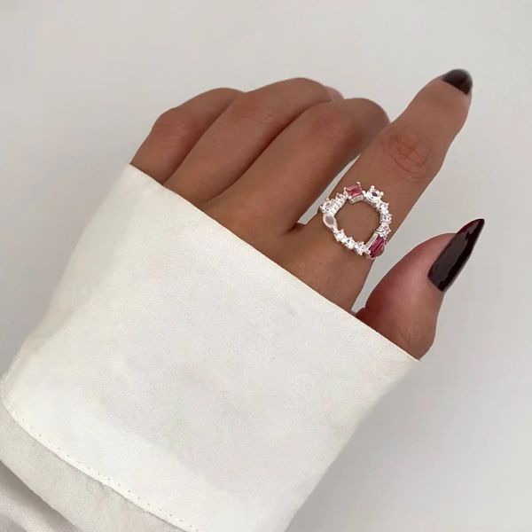 ANEL ZIRCÔNIA ROSA PRATA 925 - My Prata Joias