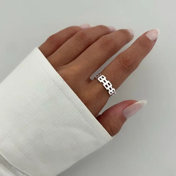 ANEL QUADRADO PRATA 925 - My Prata Joias