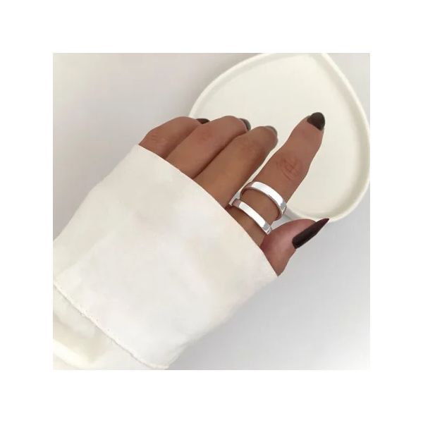 ANEL ARO DUPLO LISO PRATA 925 - My Prata Joias