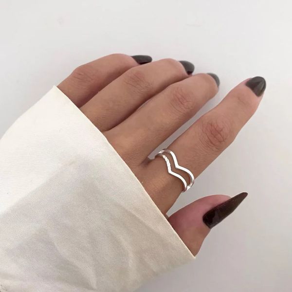 ANEL 2 FIOS ZIRCÔNIA CRISTAL PRATA 925 - My Prata Joias