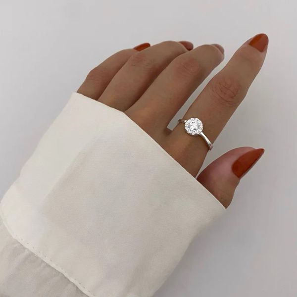 ANEL SOLITÁRIO ZIRCÔNIA CRISTAL PRATA 925 - My Prata Joias