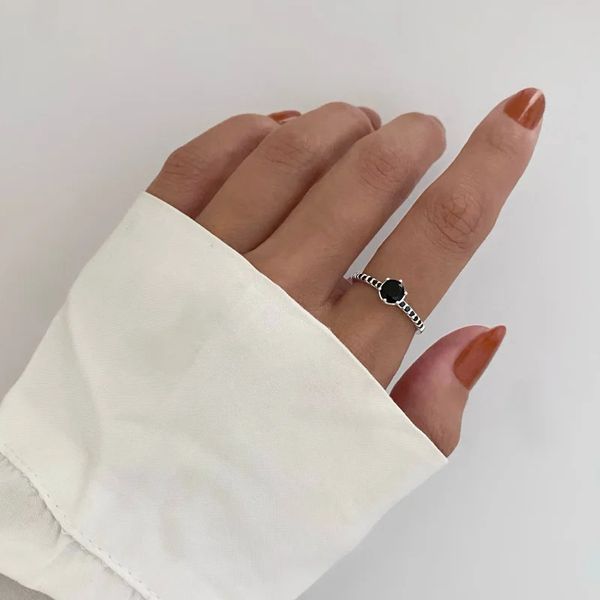 ANEL SOLITÁRIO ZIRCÔNIA PRETA PRATA 925 - My Prata Joias