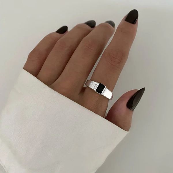 ANEL QUADRADO ZIRCÔNIA PRETO / CRISTAL PRATA 925 - My Prata Joias