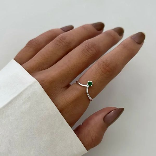 ANEL ZIRCÔNIA VERDE ESMERALDA PRATA 925 - My Prata Joias